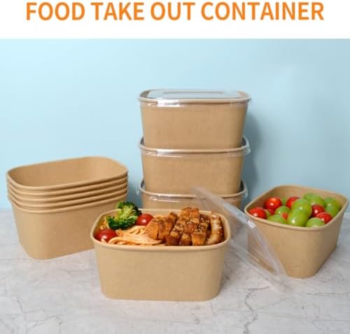 35 oz Paper Food Containers with Lids 50 Pack Meal Prep Containers