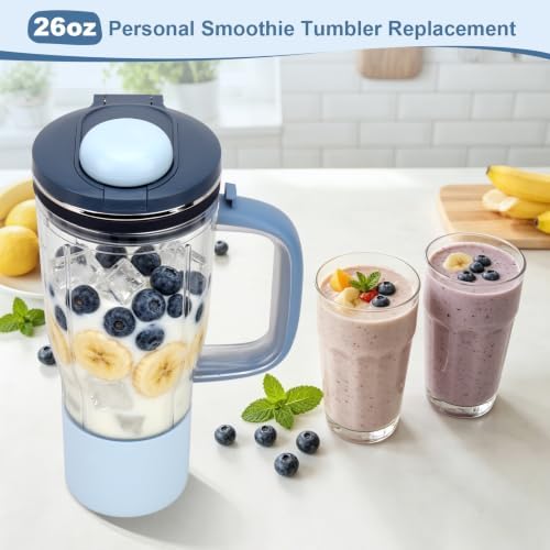 26oz Travel Tumbler Replacement: Compatible with Ninja BlendBOSS Blender, Travel Tumbler with Glass Straws (Cyberspace) - Image 2