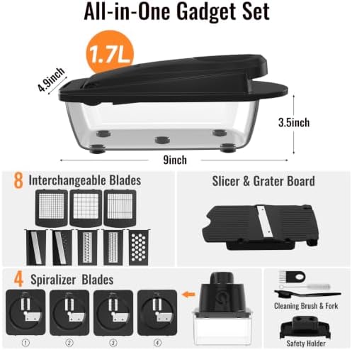 12-Blade Cook Tool & Gadget Sets, Egg Slicer Chopper Grater Set, Black - Image 2