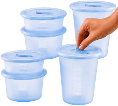 Anydeli Silicone Deli Containers for Meal Prep (Ice, 6 Pack)