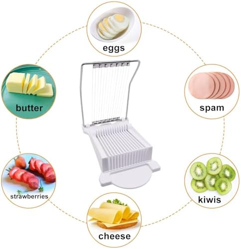Egg Slicer for Hard Boiled Eggs, Food Slicer with 14 Stainless Steel Wires, Heavy Duty Hard Boiled Egg Cutter, Spam Slicer for Soft Fruit Strawberry Luncheon Meat Home Use (1Pcs, White) - Image 3