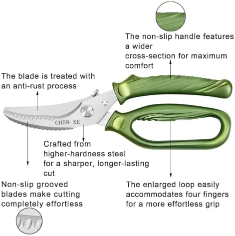 Rust Resistant Heavy Duty Multipurpose Kitchen Shears-Green