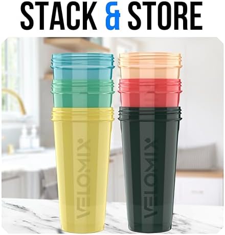VELOMIX 6 Pack 28oz Protein Shaker Bottle for Protein Mixes, Hawai Shadows - Image 6