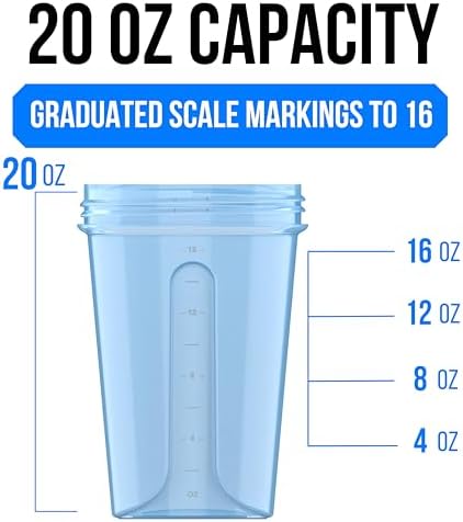 6 Pack 20oz Shaker Cups for Protein Shakes, Pastel Shades