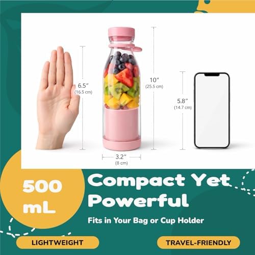 Portable Blender for Shakes & Smoothies, Personal Blender with 11.8 oz Travel Cup & Lid, Mini Blending Machine for Juice & On-the-Go Use - Image 6
