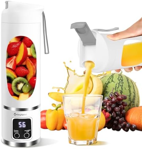 EASYSPEED Portable Blender Electric USB-C, 500ML Personal Juicer for Shakes, 12 Blades, 1500mAh Rechargeable, BPA Free, 18oz Small Blender with Leakproof Lid & Sip Spout, Mixing, Compact by EASYSPEEDSL