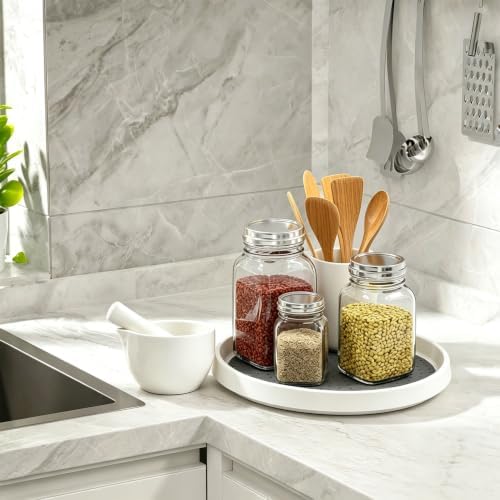 Lazy Susan Turntable Organizer 4 Pack - 10" Rotating Spice Rack Trays