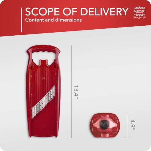 Börner by Reston Lloyd Wave-Waffle Power Line • Crinkle Cut/Spirelli Vegetable Slicer & Food Safety Holder • Slicer for Wave Waffle Cut Style • Multiple Thickness Options • Made in Germany, Red - Image 6