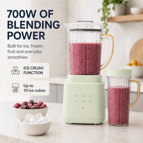 Power Exact Countertop Blender System, 700W Motor, 50oz Tritan Jar, 20oz To-Go Cup, 4 Presets, 3 Speeds PrecisionSense Technology (Green) - Image 2
