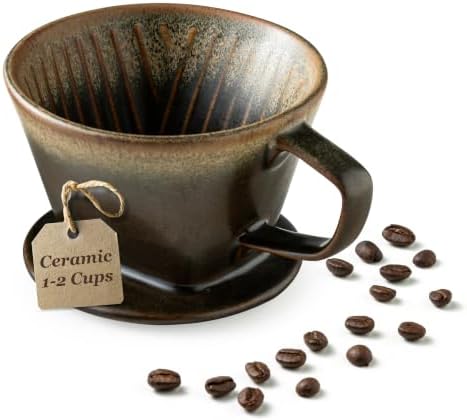 Pour Over Coffee Maker 3 Hole Cone Brewer, Ceramic Coffee Dripper