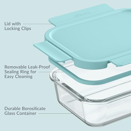 Glass Leak-Proof Food Storage Set, 4 Piece, Airtight Lids, BPA-Free
