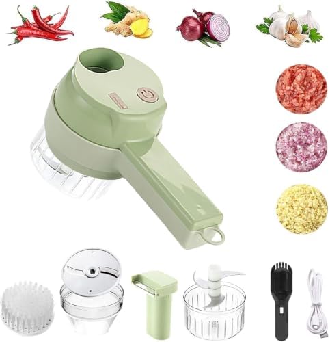 4 in 1 Electric Vegetable Cutter Set, Multifunctional Mini Electric Grinder by Jocaluyia