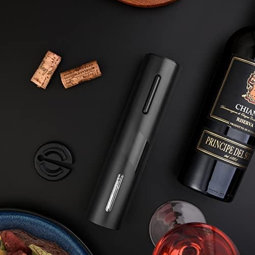 4-in-1 Electric Wine Opener Set – USB Rechargeable with Wine Decanter, Wine Aerator,Pourer, Wine Stopper and Foil Cutter. Gift set for Weddings, Parties, and Home Use, Portable size, Black