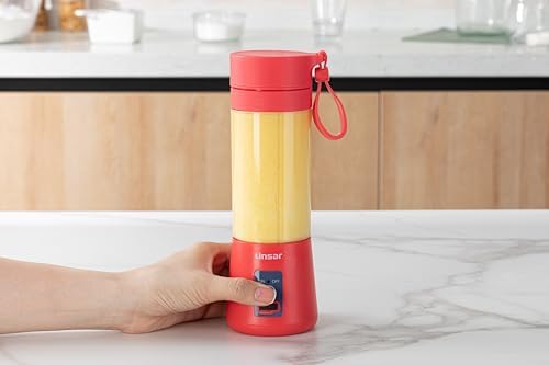Portable Blender (Red) for Shakes and Smoothies with Durable Stainless Steel Blades for Powerful Blending Performance, USB Rechargeable for Office, Gym, Kitchen and travel - Image 2