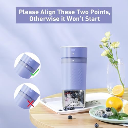 MIO Portable Blender for Smoothies, 10 oz Mini Personal USB-C Rechargeable Cordless Smoothie Maker & Handheld Protein Shake Blender, Quiet Small Travel Juicer for Office, Gym, Kitchen(Purple) - Image 5