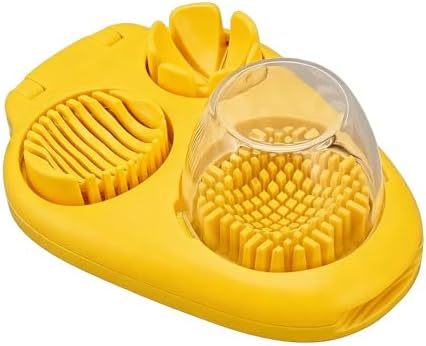 Egg Slicers with 3-Slice Modes Hard-Boiled Egg Cutter – Stainless Steel Blades,ABS Container with Lid for Kitchen,Salad & Sandwich Prep(Yellow) by Unknown