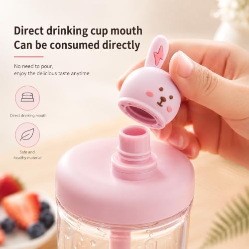 Portable blenders,shake USB blender,Personal compact travel juicer cup15OZ for Shakes,Leakproof lid, mini blender for shakes and smoothies,12 blades, strong blending (Blue kitten) - Image 2