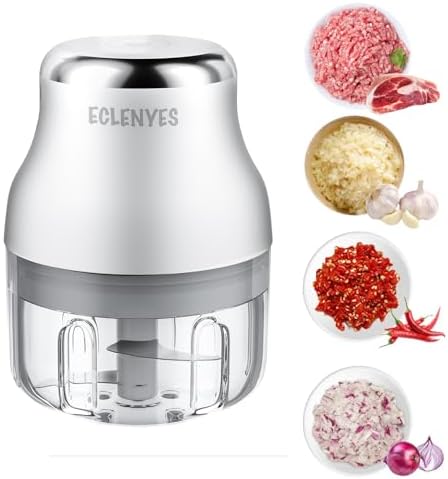 Vegetable Chopper, 100ML Electric Garlic Chopper, USB Rechargeable Mini Blender, Powerful Small Food Processor, Blender to Vegetable, Wireless Food Cutter for Ginger, Chili, Fruit, Meat, etc by HappinessExperienceinECLENYES