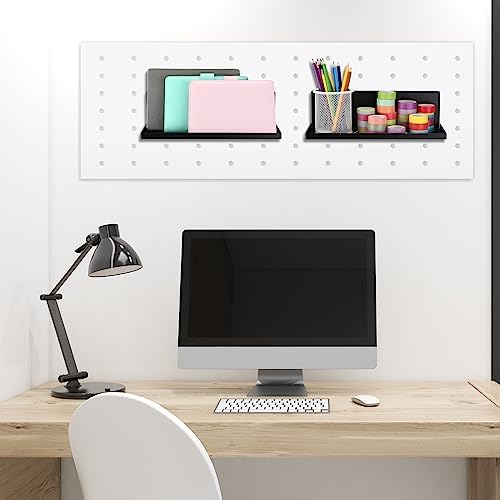 4 Pack Magnetic Pegboard Shelves, 12 x 4.8 x 3.6 Inches, Black