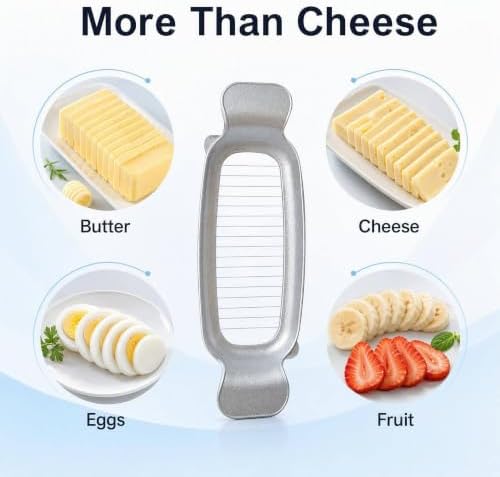 Butter Slicer Stainless Steel Wire Cheese Slicer Cheese Slicer, Kitchen Food Tool for Cuts Cheese, Butter, Eggs, Fruit - Image 5