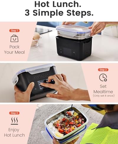 G1 Cordless Electric Heated Lunch Box, 5-Cup, Scheduled Heating