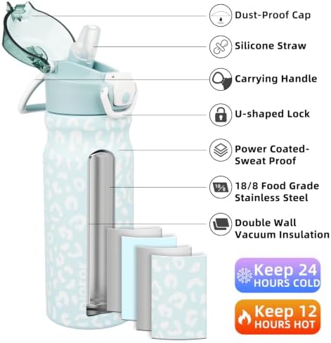 BJPKPK 18 oz Water Bottle with Straw & Handle, Insulated Stainless Flask - Image 2