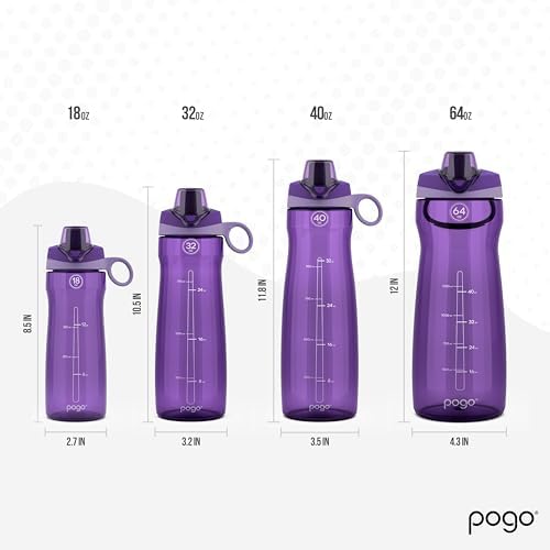 Pogo 64oz Plastic Water Bottle with Chug Lid and Carry Loop, Purple - Image 4