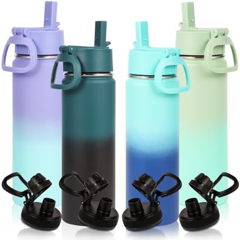 20oz Insulated Kids Water Bottle with Straw, Assorted, 4-Pack