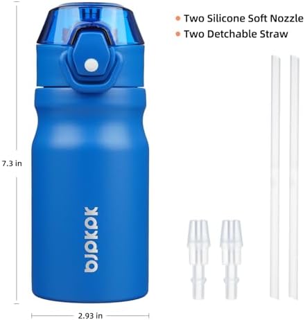 BJPKPK 14 oz Insulated Water Bottle, Straw, Handle, Stainless Steel Flask - Image 4