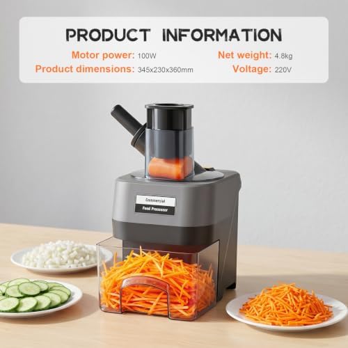 4-in-1 Electric Vegetable Chopper Commercial Food Processor, Heavy Duty Veggie Dicer Slicer Shredder Crinkle Cut with Dual Feed Chutes, 100W Motor Stainless Steel Blades for Potato Onion Carrot - Image 2