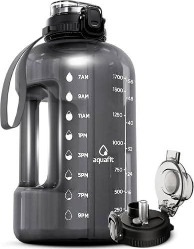 64 oz Water Bottle with Time Marker, 2in1 Lid