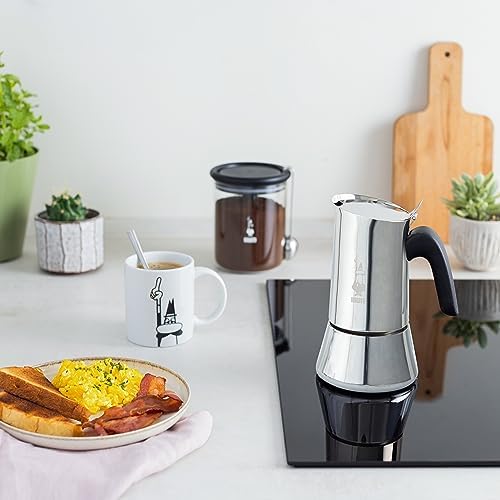 Venus Induction, Stovetop Coffee Maker, Suitable for all Types of Hobs, Stainless Steel, 4 Cups (5.7 Oz), Silver