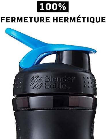 BlenderBottle SportMixer Tritan Grip Shaker Bottle, Transparent Black/Cyan, 28-Ounce - Image 6
