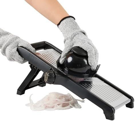Restaurantware Stainless Steel Adjustable Mandoline Slicer, Gloves, 1 Count - Image 2