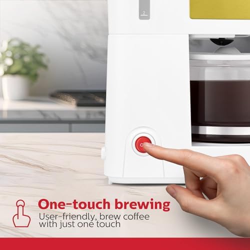 Holstein Housewares 5 Cup Coffee Maker – Compact Drip Coffee Machine with Auto Pause & Serve, Reusable Filter, Glass Carafe, Water Window & Warming Plate. White & Gold - Image 4