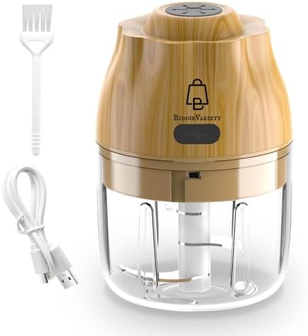 Electric Garlic, Fruit, and Vegetable Mini Food Chopper: Compact Wireless Processor Ideal for Ginger, Chili, Meat, and More, 250ML, Wood by Unknown