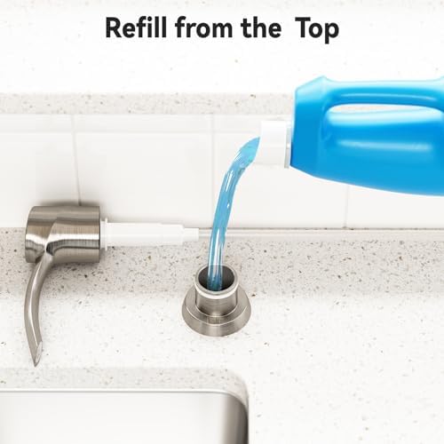 Soap Dispenser for Kitchen Sink Brushed Nickel， Built-in Dispenser, ABS Dispenser Pump with 47”Extension Tube, No More Messy Refills(No Bottle)