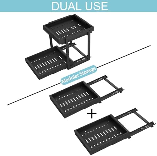 2-Tier Expandable Pull Out Cabinet Organizer, Cabinet Drawers, 16"D
