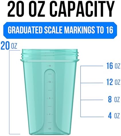 VELOMIX 2 Pack 20oz Protein Shaker Bottle for Protein Mixes, Aqua Set - Image 4