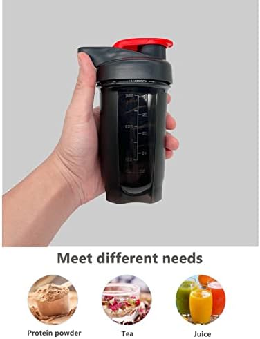 Shaker Bottle Protein Shakes Cup and 10-Ounce/300ML ShakerBottle with Whisk Balls, Protein ShakerBottles Set,Non-BPA plastic (Black+Grey(2PCS)) - Image 4
