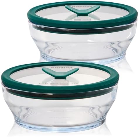 2-Pack 2-Cup Glass Food Storage Set (Clear Kale)