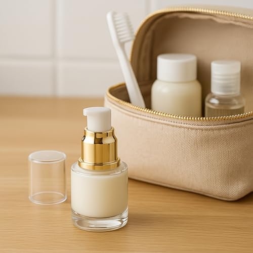6Packs 20ml Clear Glass Lotion Pump Bottles, Golden - Image 4