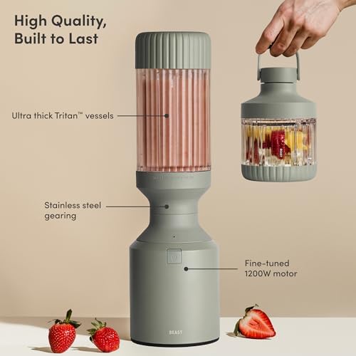 Beast Mega 1200 Plus Countertop Blender, XL Vessel, Sage, 1200W - Image 2
