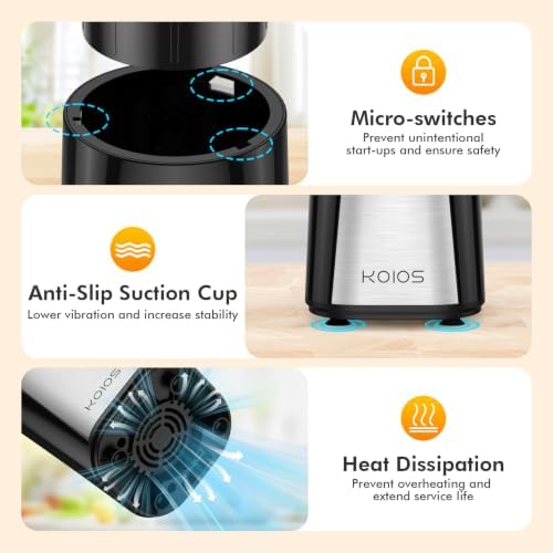 KOIOS 1000W Smoothie Blender, 15-in-1 Single Serve Set, Press-Twist Design - Image 4