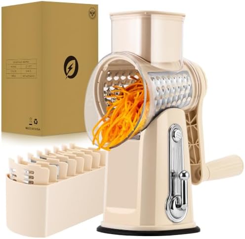Rotary Cheese Grater, Large Vegetable Food Shredder, 5 Blades