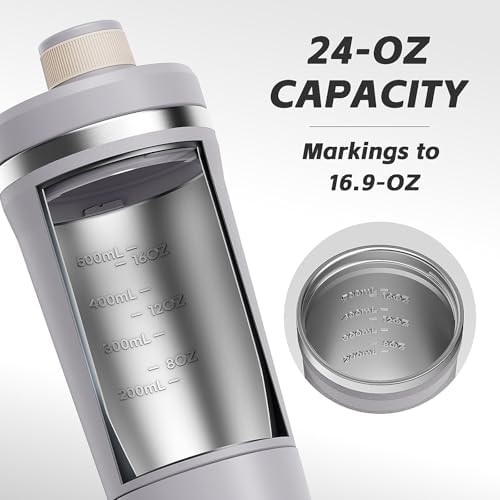PROCHAIN Insulated Stainless Steel Protein Shaker Bottle, 20oz Metal Mixer - Image 5