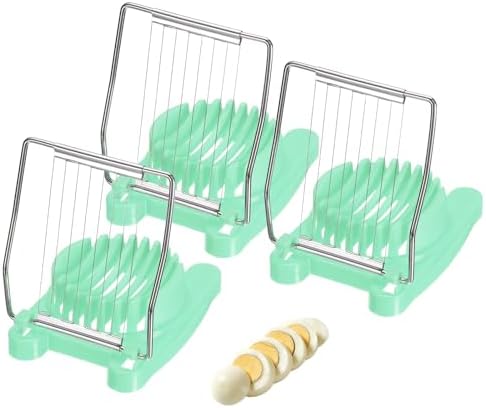uxcell 3 Pack Egg Slicer for Hard Boiled Eggs, Heavy Duty Stainless Steel Wire Multipurpose Egg Slicer Fruit Cutter Small Portable Eggs Peeler Tool for Strawberry Tomato, Light Green by uxcell