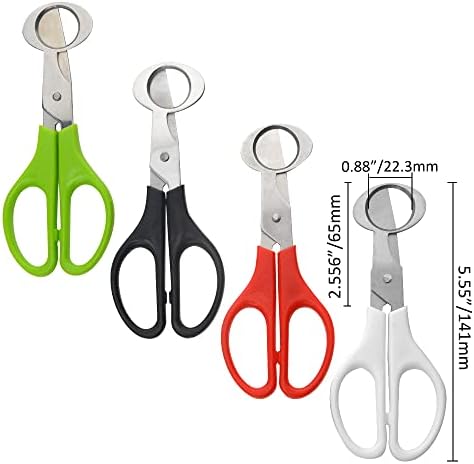 24 Pack Stainless Steel Quail and Pigeon Egg Cutter Scissors Tool for Home Kitchen (Four Colors: Black, White, Red, Green) with ABS Plastic Handle