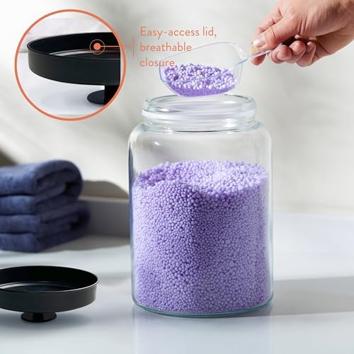 Glass Storage Containers with Lids, Glass Jar with Lid, 1 Gallon, Set of 2, Glass Canister, Storage, Laundry, Kitchen Jar, (Circular, Black)