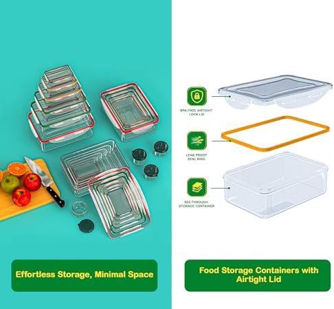 70 Pcs Large Food Storage Containers with Lids Airtight-2500ML to Small Box,Total 22812 ML Stackable Kitchen Bowls Set(35 Containers,35 Lids)-BPA Free Leak proof Plastic Boxes-Microwave safe